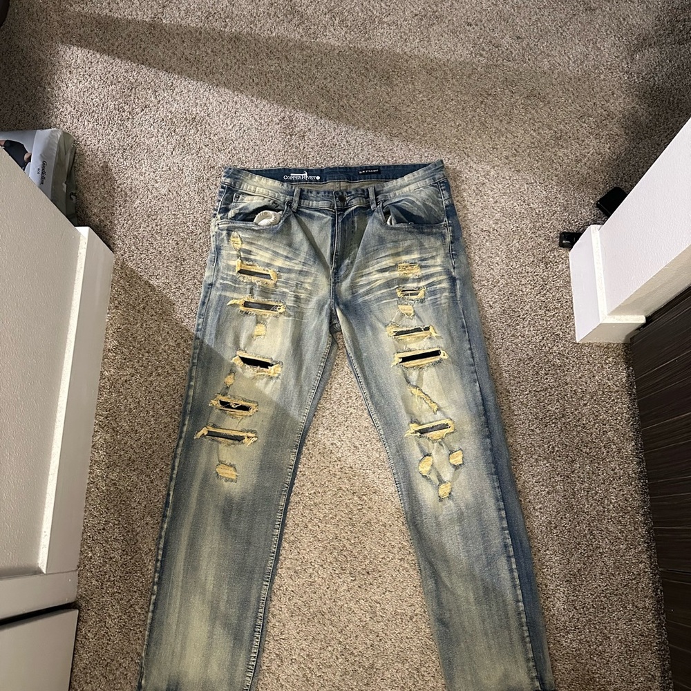 Distressed Light Blue Men's Jeans